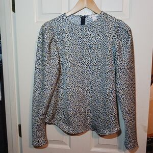 H&M Black and White Fitted Long Sleeve Blouse